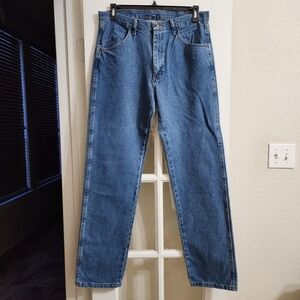 Rustler Men's Straight Leg Denim Jeans 34x34 Medium Blue Wash Workwear